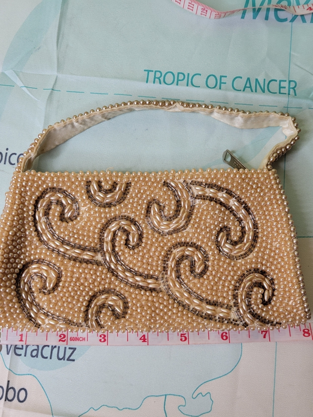 Vintage Beaded Pearl Swirl Evening Clutch - Cream - Picture 4 of 7